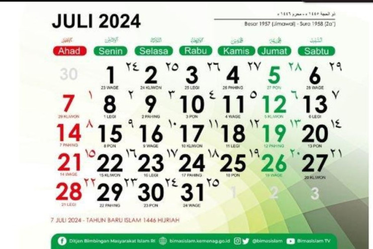 Kalender Jawa Bulan Juli 2024 Terlengkap, Mulai Weton Hingga Peringatan Hari Besar Suro!